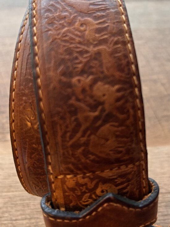 Vintage Lord & Taylor Italian Leather Belt Safari Animal Embossed Western Boho main image 9
